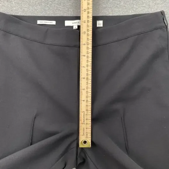 VINCE Mid Rise Pintuck Crop Flare Pant Womens Size 10 Black Pleated Quiet Luxury